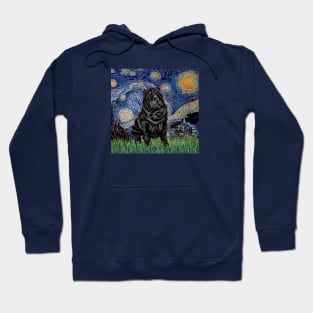 Starry Night Adapted to Include a Black Chinese Shar Pei Hoodie